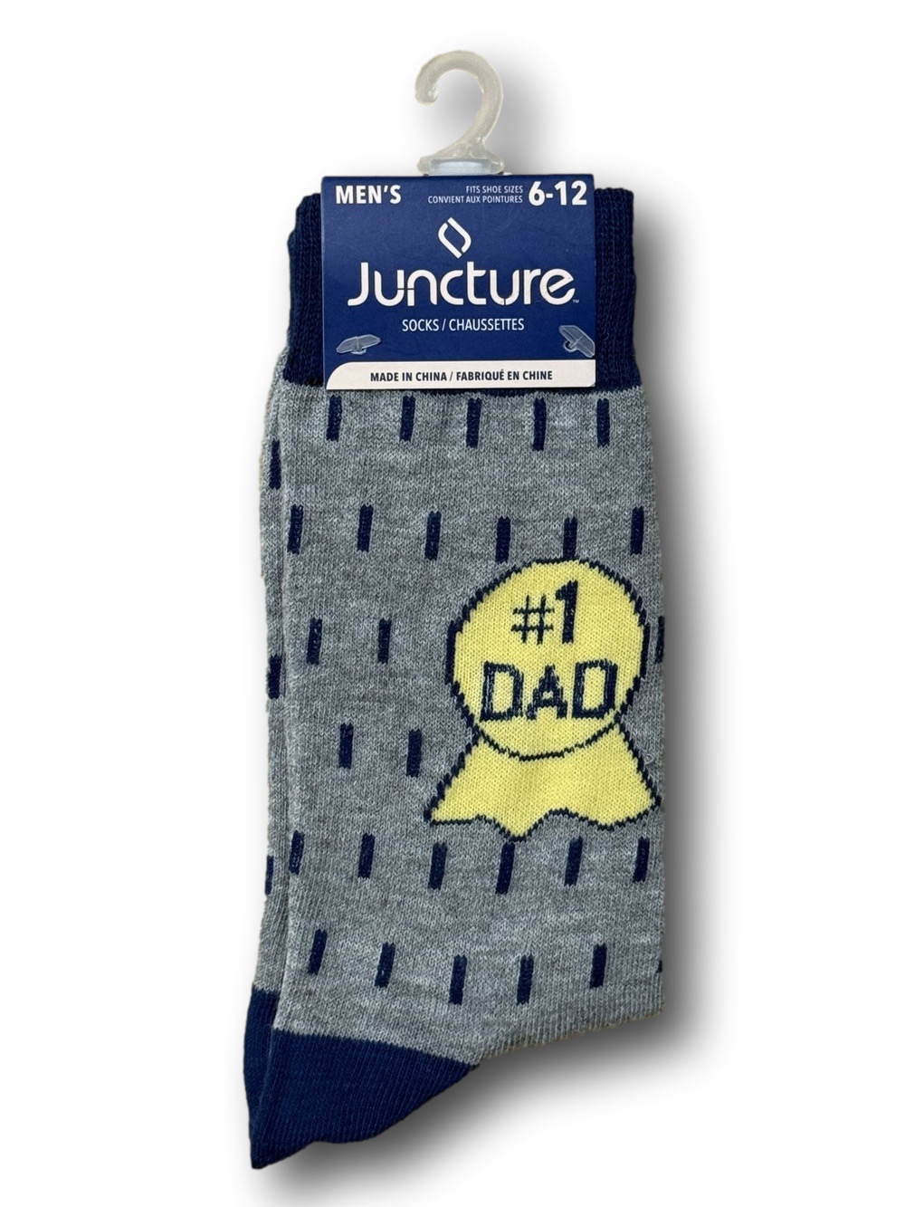 3/$18 Father's Day "#1 Dad" Ribbon Funny Novelty Crew Socks - NWT